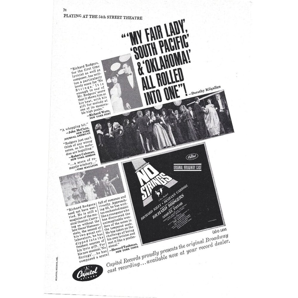 Capitol Records Advertisement Broadway My Fair Lady 1960s Vintage Print Ad 9 in